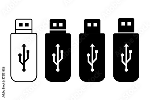 USB flash drive flat vector icon design on white background