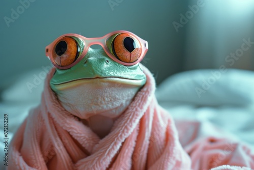 Frog in Pink Robe with Sunglasses © Sandu