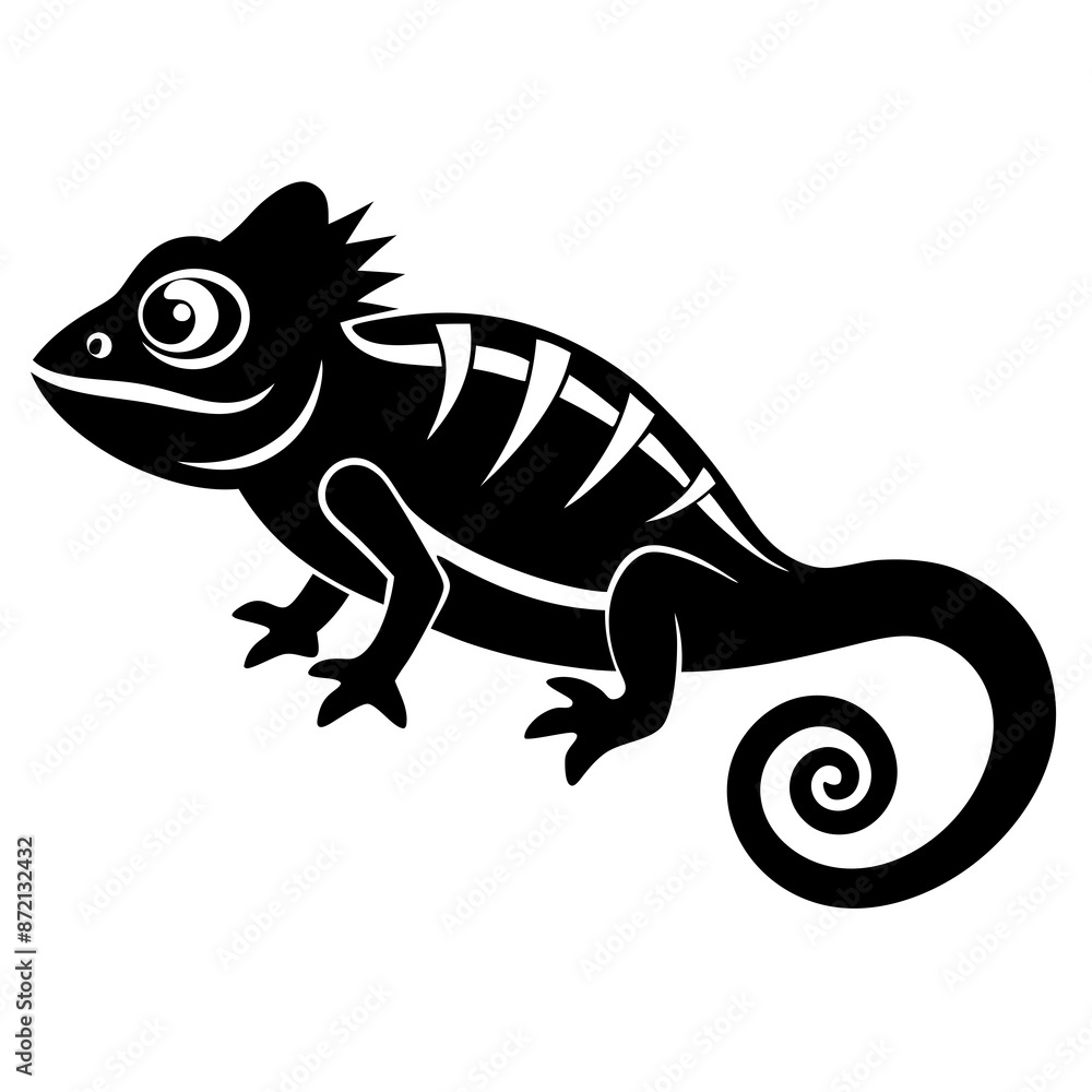 Fototapeta premium Chameleon vector silhouette 
