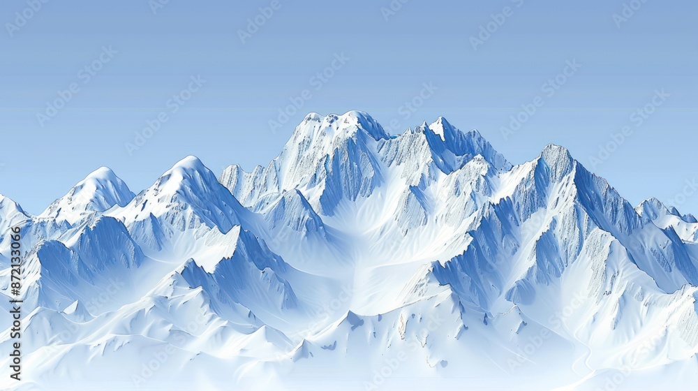 Fototapeta premium Snowy Mountain Range Under a Clear Sky