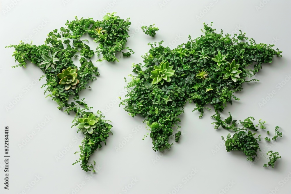 World Map Made of Green Plants World Map Made of Green Plants