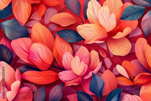 Wallpaper Mural Illustration of vibrant floral pattern Torontodigital.ca