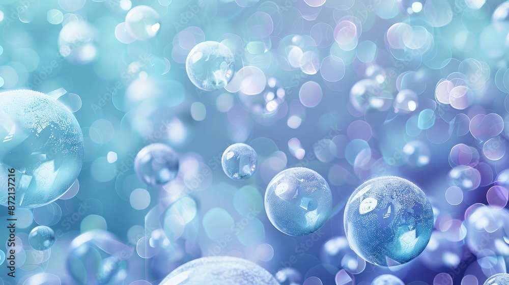 A cool-toned background with dots in various shades of blue and purple, each with a frosty finish, arranged as if they are bubbles floating upwards, suitable for beauty or wellness campaign visuals. A cool-toned background with dots in various shades of blue and purple, each with a frosty finish, arranged as if they are bubbles floating upwards, suitable for beauty or wellness campaign visuals.