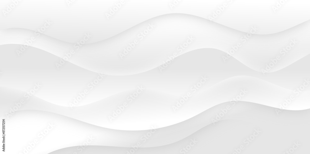 White and light gray abstract wave gradient luxury texture paper wave background. Smooth and clean modern abstract wave curve line banner background design. Vector illustration. White and light gray abstract wave gradient luxury texture paper wave background. Smooth and clean modern abstract wave curve line banner background design. Vector illustration.