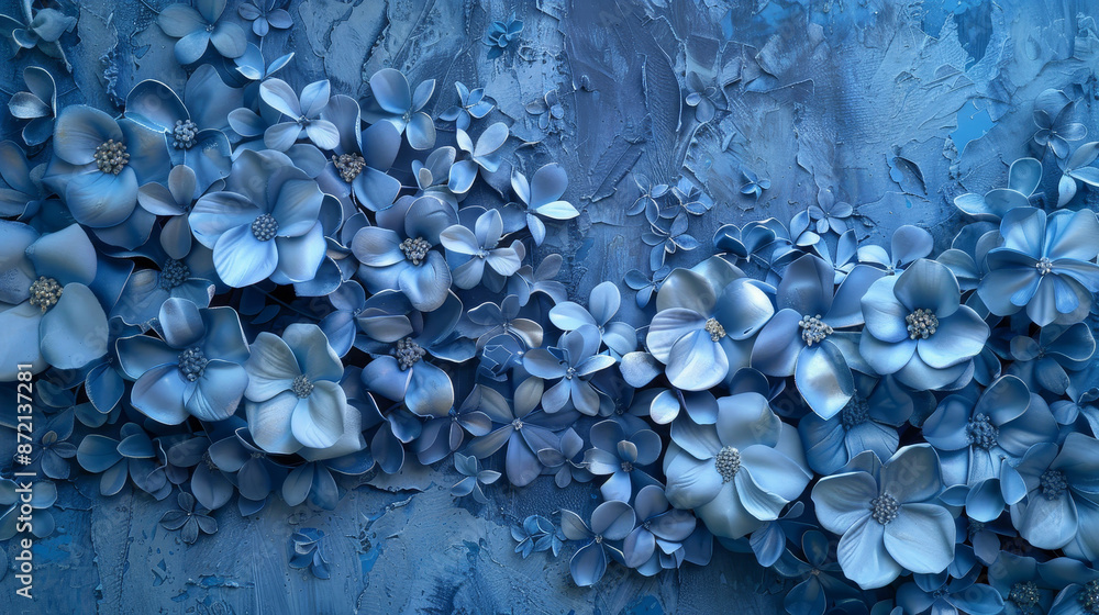 A blue flower arrangement with gold accents A blue flower arrangement with gold accents