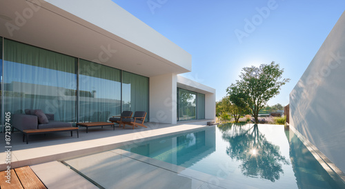 Modern Home with Pool, Designer Features, and Lush Greenery