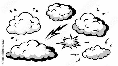 A drawing of thunderstorm clouds in black and white