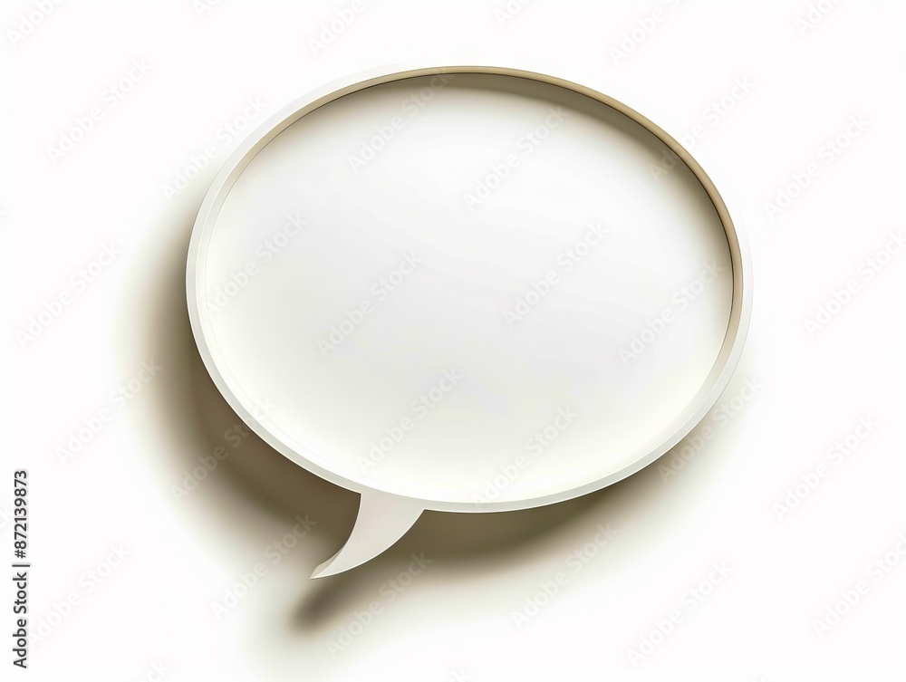 A white plate with a speech bubble on it. A white plate with a speech bubble on it.