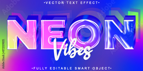Shiny Colorful Neon Vibes Vector Fully Editable Smart Object Text Effect