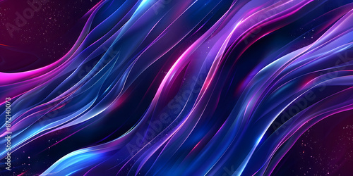 Dark Blue and Violet Abstract Background. Colorful Banner with Fluid Wave, Gradient Ombre, Neon Glow, and Bright Light Elements. Dynamic Design for Templates, Prints, and Artwork design