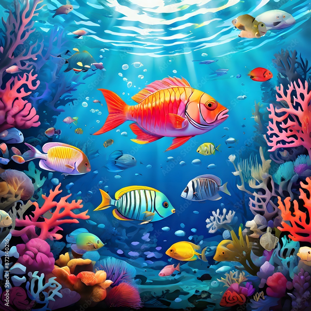 Naklejka premium fish in the sea, fantasy world