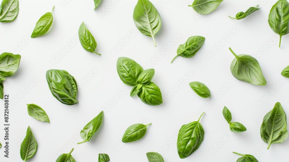 Basil leaves on white background Basil leaves on white background