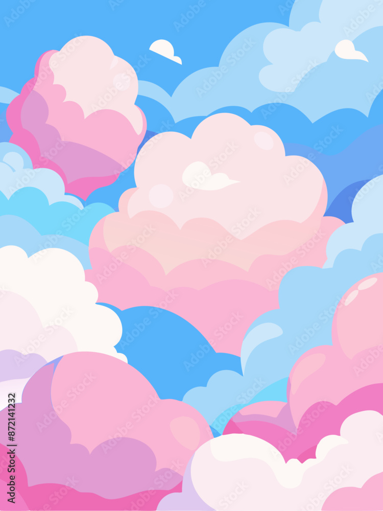 A beautiful sky with pink and blue clouds floating peacefully A beautiful sky with pink and blue clouds floating peacefully