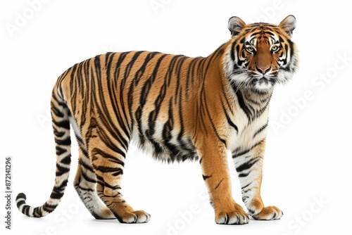 Wallpaper Mural Majestic Bengal Tiger Standing Against a White Background in Full Body View Torontodigital.ca
