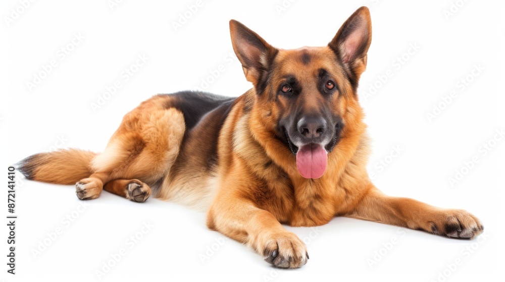 German shepherd dog smiling on white background German shepherd dog smiling on white background
