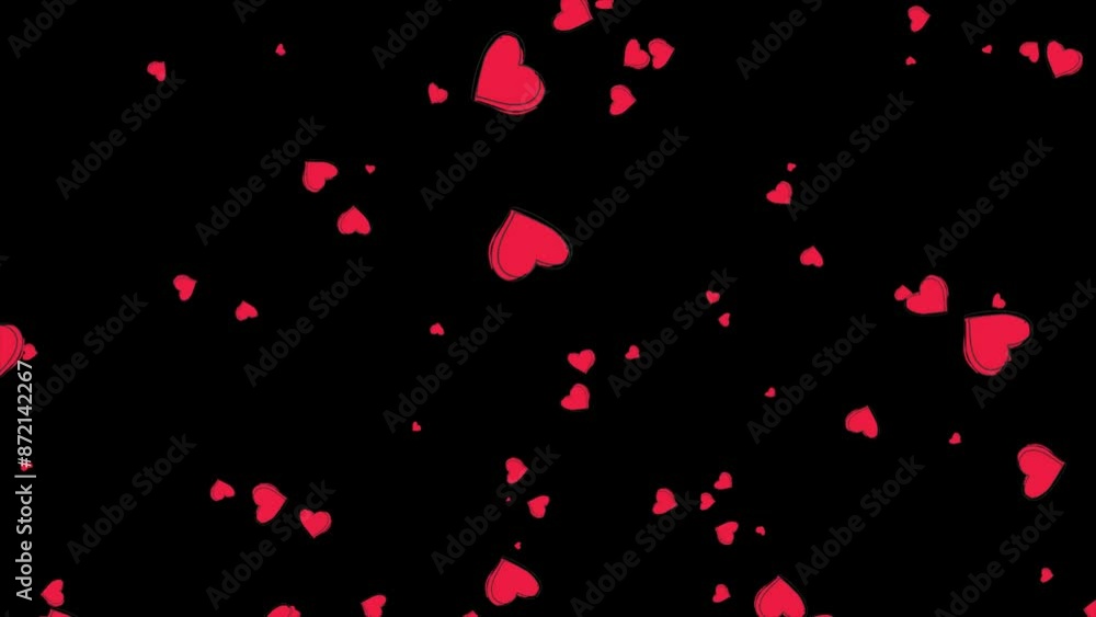 Flying 2d cartoon Red heart graphic element abstract motion animation with black background Flying 2d cartoon Red heart graphic element abstract motion animation with black background