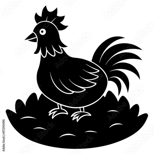 Frizzle Chicken silhouette vector illustration