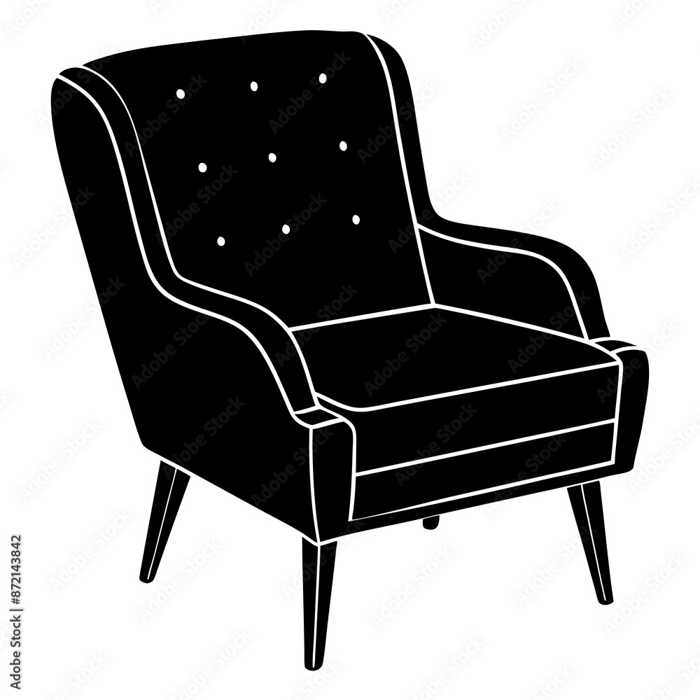 Armchair icon vector with small beams and a back silhouette Armchair icon vector with small beams and a back silhouette