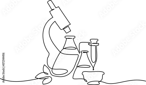 Chemistry and physics laboratory equipment education concept. Corner frame.