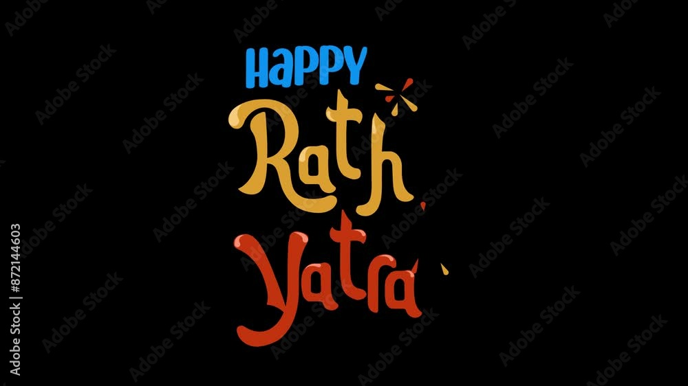 Happy Rath Yatra animation text alpha channel. 4k footage video transparan. greeting card handwriting animated Happy Rath Yatra animation text alpha channel. 4k footage video transparan. greeting card handwriting animated