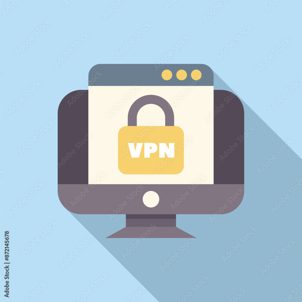 Computer showing vpn icon on screen for privacy and security Computer showing vpn icon on screen for privacy and security