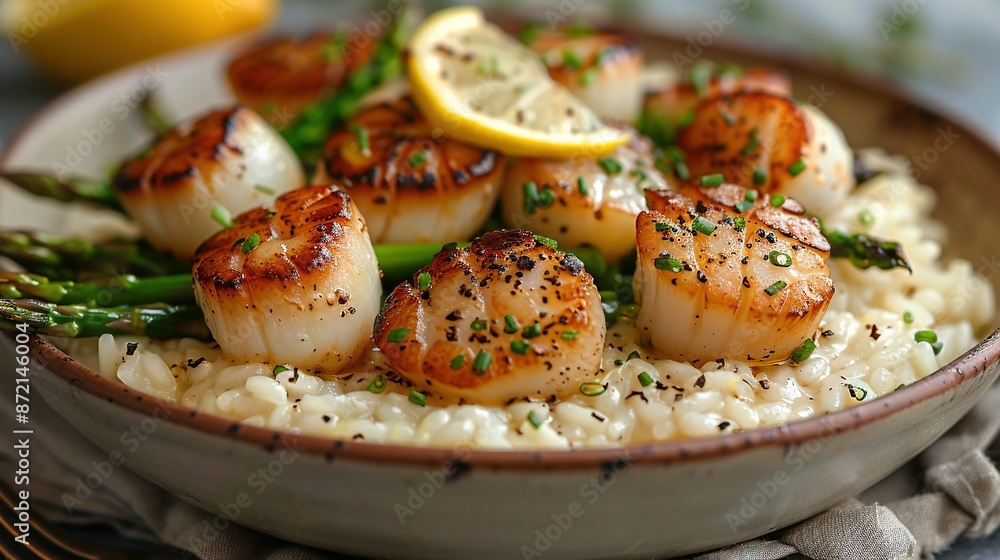 Scallops, rice, asparagus & lemon - perfect plate! Scallops, rice, asparagus & lemon - perfect plate!