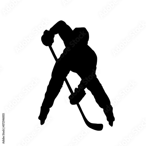 SILHOUETTE OF HOCKEY SKATER DEFENDING - SVG