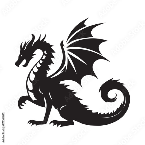 Dragon fire tattoo vector illustration