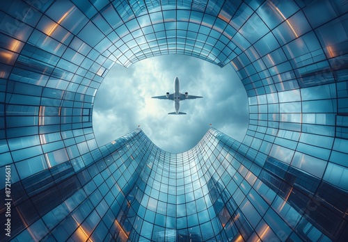 An airplane flying above a ...