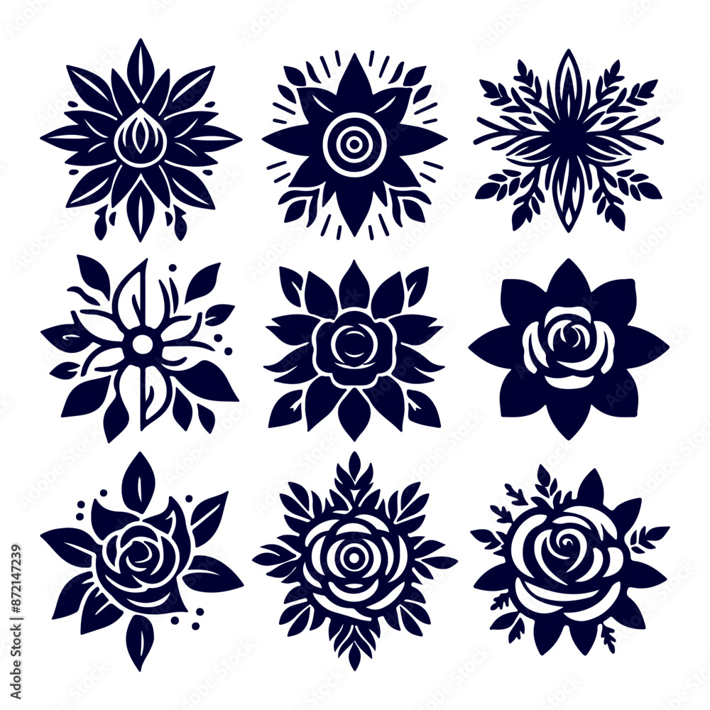Creative Botanical set with flowers Design Creative Botanical set with flowers Design