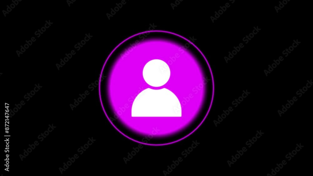 Man profile icon. Glowing person sign, outline round avatar pictogram in vivid color. Man profile icon. Glowing person sign, outline round avatar pictogram in vivid color.