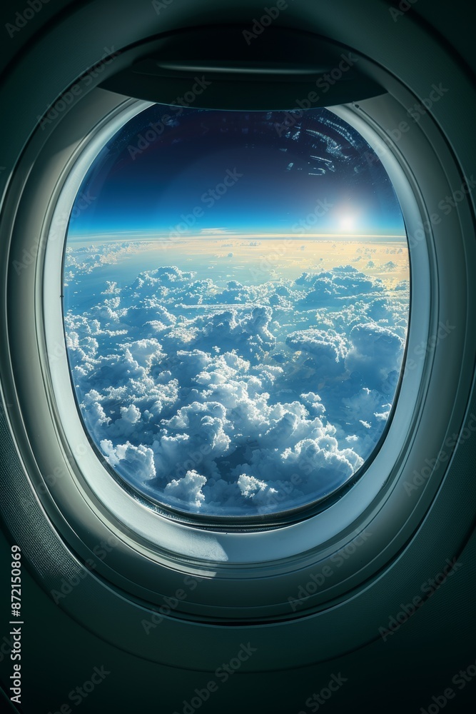 Beautiful, smooth, and clean sky out of airplane window Beautiful, smooth, and clean sky out of airplane window