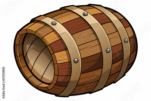 illustration vector of wooden barrel isolated on white background