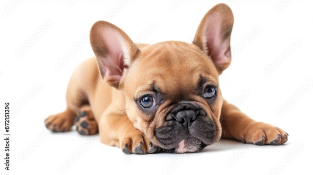Fototapeta premium French bulldog puppy on white background