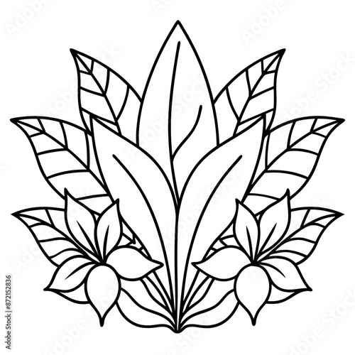 Large floral components in line art are featured in the coloring pages of the botanical mural design.