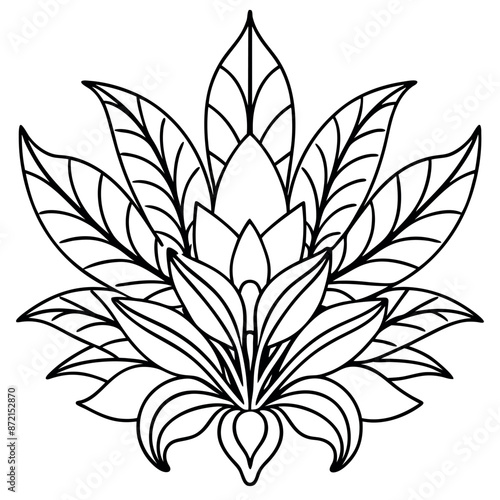 Large floral components in line art are featured in the coloring pages of the botanical mural design.