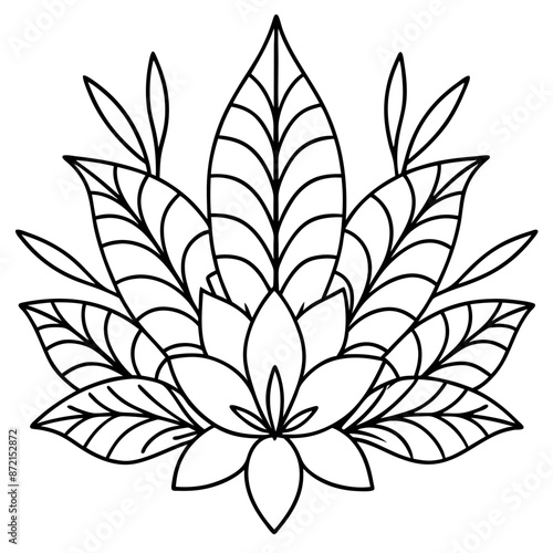 Large floral components in line art are featured in the coloring pages of the botanical mural design.