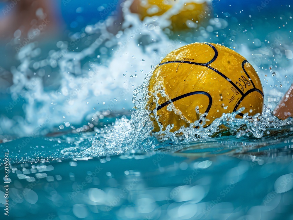 Water polo players competing in a pool, highlighting the sport's intensity and the teamwork required. Water polo players competing in a pool, highlighting the sport's intensity and the teamwork required.