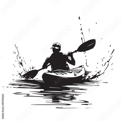 silhouette of a person in kayak