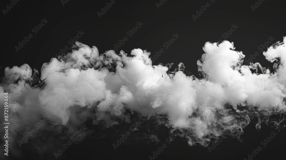 Billowing white smoke clouds, black backdrop, mysterious feel Billowing white smoke clouds, black backdrop, mysterious feel