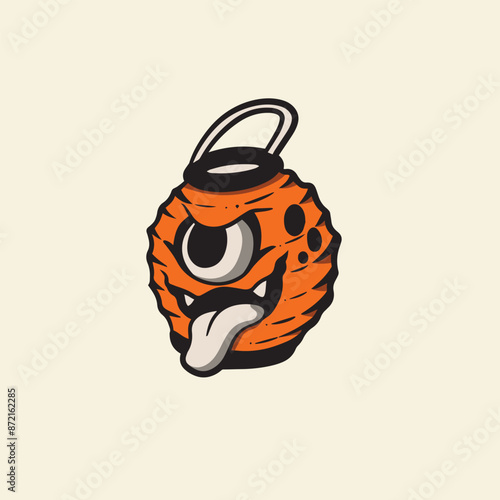 vintage japanese lantern ghost illustration	
