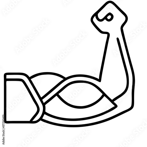 vector icon of arm in robotic prosthesis, black and white, medical illustration, bionic limb concept, International Nurses Day, Doctor's Day, World Family Doctor Day