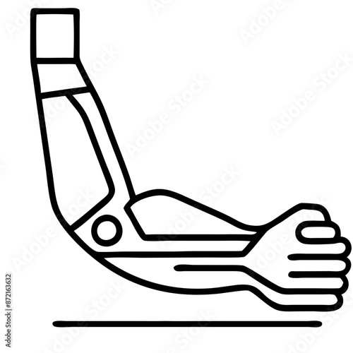 vector icon of arm in robotic prosthesis, medical illustration, bionic limb concept, International Nurses Day, Doctor's Day, World Family Doctor Day