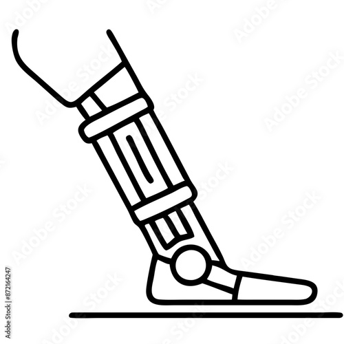 vector icon of leg in  robotic prosthesis, medical illustration, bionic limb concept, International Nurses Day, Doctor's Day, World Family Doctor Day