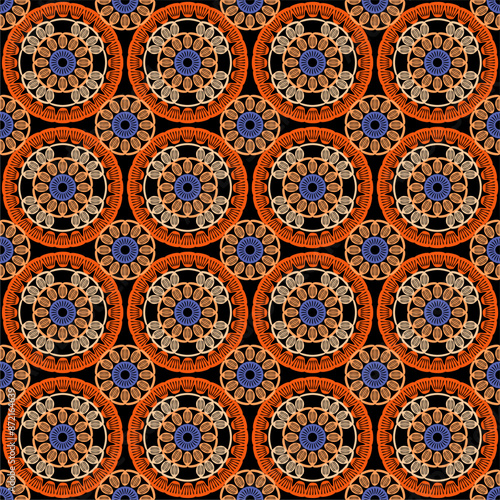 Pattern with crochet granny square wallpaper handmade decorative art design print 
