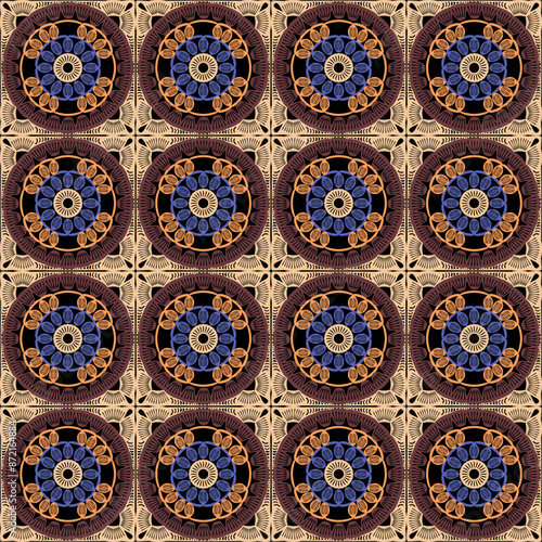 Pattern with crochet granny square wallpaper handmade decorative art design print 