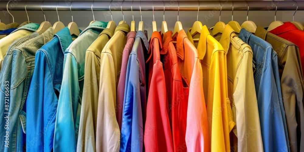 Fototapeta premium Colorful Clothes Hanging on a Rack