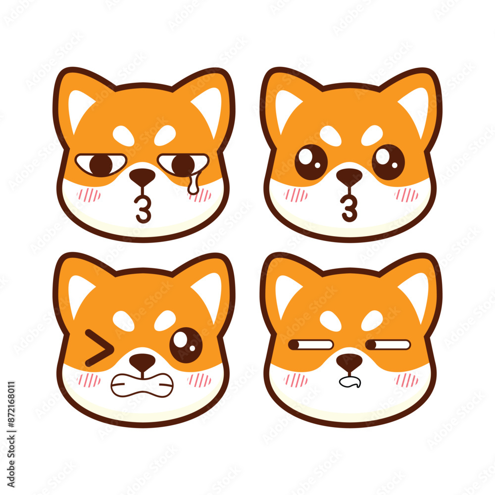 Vector set of cute shiba inu emoticon Vector set of cute shiba inu emoticon