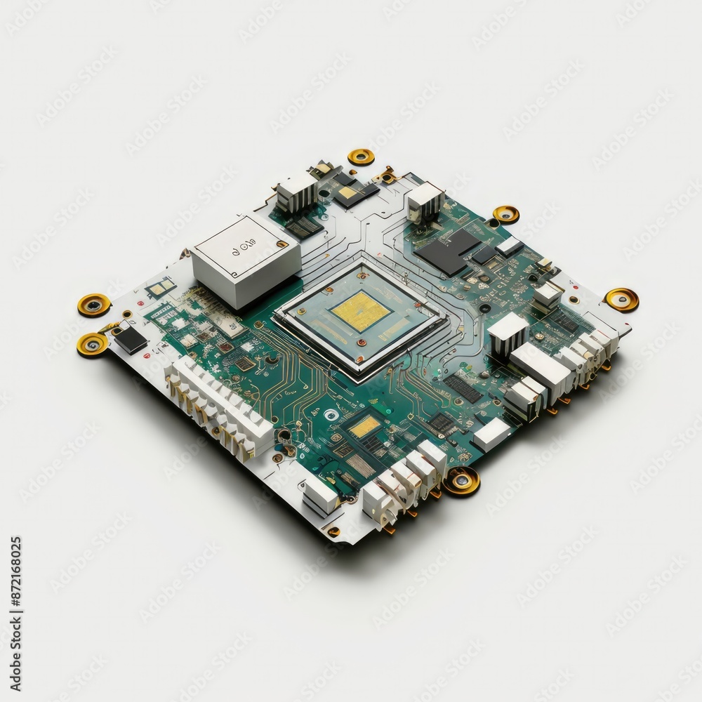 stylized motherboard with electric circuits in isolated view. High quality photo stylized motherboard with electric circuits in isolated view. High quality photo