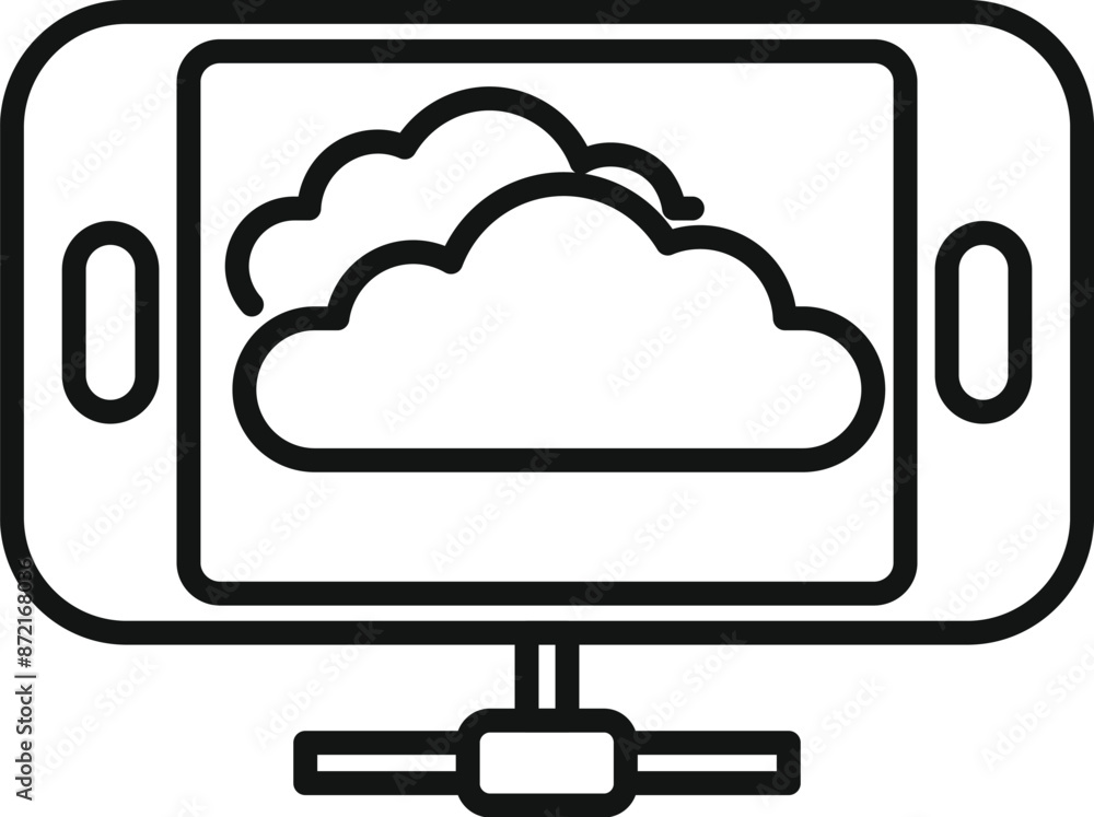 Smartphone is connecting to a cloud computing service, symbolizing data storage and access Smartphone is connecting to a cloud computing service, symbolizing data storage and access